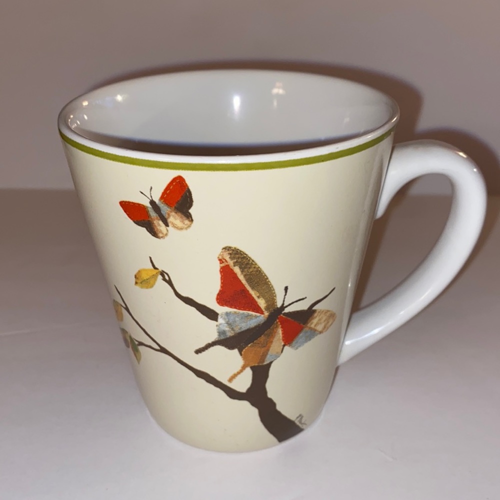 Vintage Cassa Moda Paul Brent coffee mug patchwork butterfly artwork
